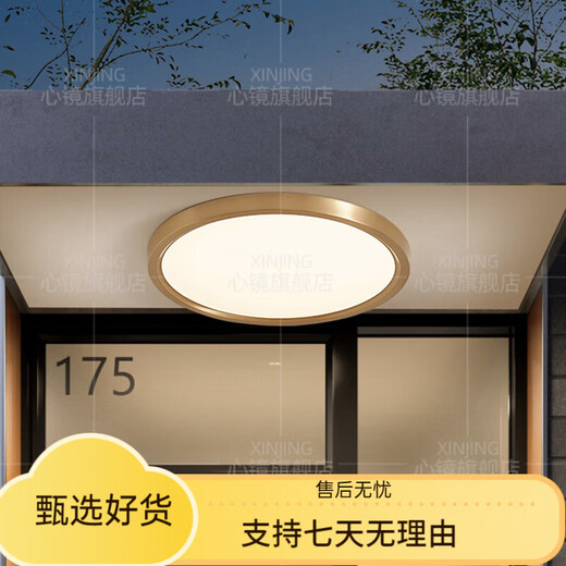 Miroir de coeur cuivre plein plafonnier extérieur Villa Villa Gate Ultra-mince Light Light Outdoor Asle Balcony lampe anti-Mosquito