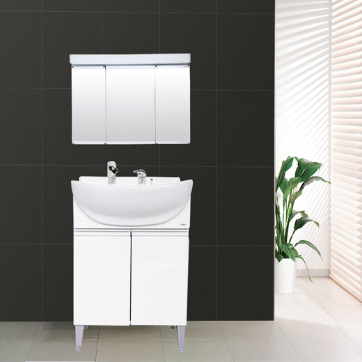 Toto tocador de lavado de la cara (tipo de puertas de desplazamiento) Cuenca de lavado de baños LDSW753W con grifo + LMAW752DR con luz de 70 cm