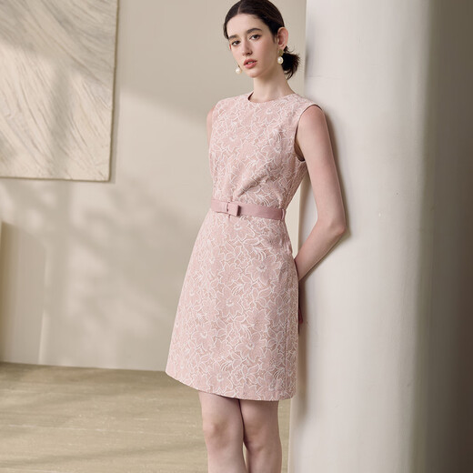 ROEYSHOUSE LOOKIYI beautiful light pink lace dress 2025 summer new light men's bow slim skirt 11965 light pink 2XL