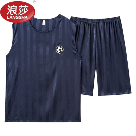 Langsha Pyjamas Herrenweste ärmellose Shorts Zweiteiler Anzug Sommer Dünner Ice Seide Kühltrockne Ball Uniform großer Schüler [ICE SILDE EMEVELEVELESSAUS-Anzug] Q9905 L Männer [100-125jin [Jin gleich 0,5 kg]]]