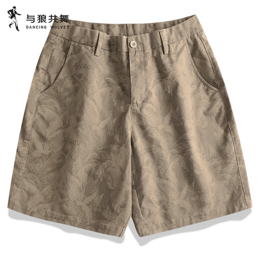 Bailando con el lobo [lleno de estampados] pantalones cortos casuales 2025 Summer New puro algodón estirado de algodón pantalones juveniles 4019 caki 701 31