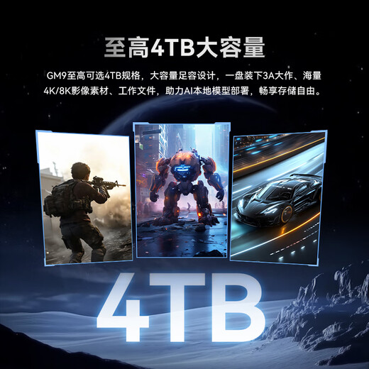 宏碁掠夺者（PREDATOR）4TB SSD固态硬盘 M.2接口(NVMe协议) GM9系列 NVMe PCIe 5.0读速14500MB/s AI电脑存储配件