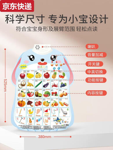 Caox Baby Audio Educación temprana Fotos de póster para niños con lectura de voz y aprendizaje Juguetes de multiplicación Pinyin Alfabeto Pegatizas de pared Reconocer animales