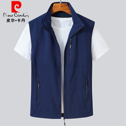Pierre Cardin Neue Herrenweste Frühling und Herbst Dünne, atmungsaktive Pferdesklammjacke Herren-Gelegenheitsweste mittleren Alters und ältere Mehrfach-Pocket-Weste 99 Meter Weiß 2xl 145-160jin [Jin ist 0,5 kg]