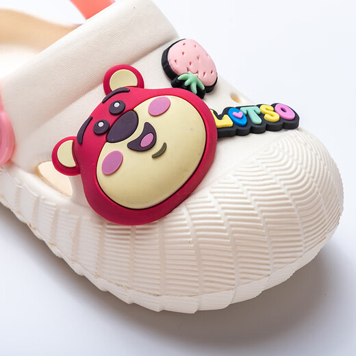 Disney Disney children's hole shoes slippers cartoon non-slip soft outside wearing bag-toe sandals pink strawberry bear 17