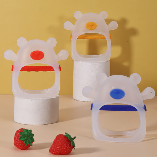 Bear Silicone Teether Baby Chewable Baby Boilable Teething Stick Baby Anti-Eating Hand Chew Soothing Toy Little Bear Teether - Red + Storage Box Little Bear Teether for Hands