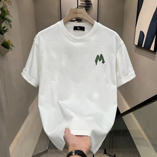 Gtyuwvg2025 sommer Casual Herren Kurzarm T-Shirt Sommer Halbärmel Pure Cotton Trendy Marke Lose All-Match Top T V983 Black XL