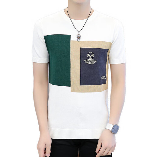 
Bolomido luxury international high-end brand new knitted ice silk short-sleeved men's summer new fashion brand slim high-end round neck 1518 khaki M