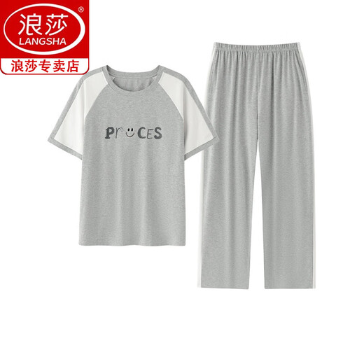 浪莎（langsha）女士短袖纯棉睡衣套装夏季长裤家居服韩版薄款可外穿夏天卡通 Y9721 L (建议95-115斤)