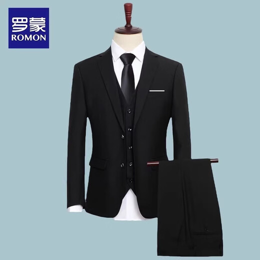 罗蒙儿童西装外套男童英伦风礼服男孩主持人小西装钢琴演出服 黑色160