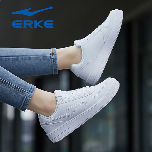 Hongxing Erke Women's Shoes White Black Versatile Sneakers Thick Sole 2025 New Air Force One Light Casual Sports Shoes Winter White Shoes True White (Versatile and Lightweight) 36 Official Straight