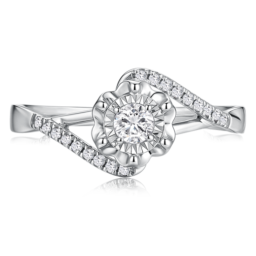 Magic Spot Diamond Ring Natural Diamond Proposal Ring Women's Flower of Love Twisted Arm 18K Gold Small Fractional Diamond Group Set Natural Diamond Ring + Exquisite Packing Box Please contact customer service for details