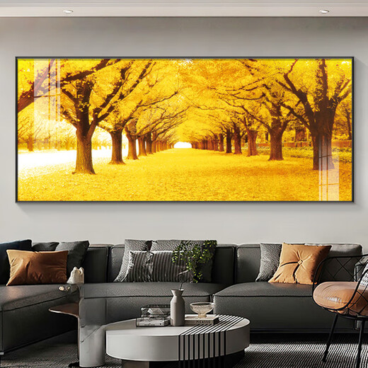 Salon de plancher doré peintures suspendues de canapé atmosphérique moderne peintures de décoration de paroi Golden Avenue paysage peinture murale 3294-hongyun dangtou-b hd huile toile environ 210 * 90m3 mètres canapé