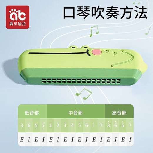 爱贝迪拉（AIBEDILA）儿童口琴宝宝专用吹奏乐器无毒婴儿玩具入门初学者幼儿口风琴 [动物硅胶保护套可拆洗]粉色小兔