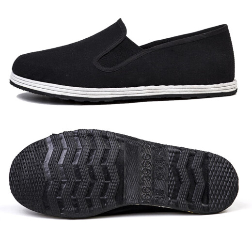 Alte Peking-Stoffschuhe Herren Sommer atmungsablöschbarer Tausendschichten Sohle traditionelle Stoffschuhe Einbeinige Arbeitsschutzschuhe Nicht-Rutschvater-Schuhe Authentische Stoffschuhe 43