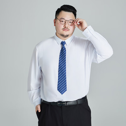 
Ayou Fat Plus Large Size Pullover Shirt Anti-Wrinkle-Free Stainless Long Sleeve Large Shirt Business Commuter Base Shirt Men