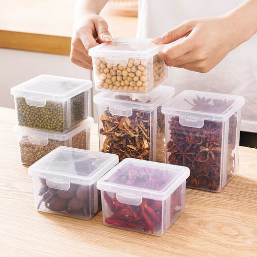 Zhe kitchen spice storage box, cinnamon, star anise, peppercorns, dried chili pepper, seasoning jar, grains, tea storage box, spices/grains/small ingredients, moisture-proof packaging, 131ml, 1 small size