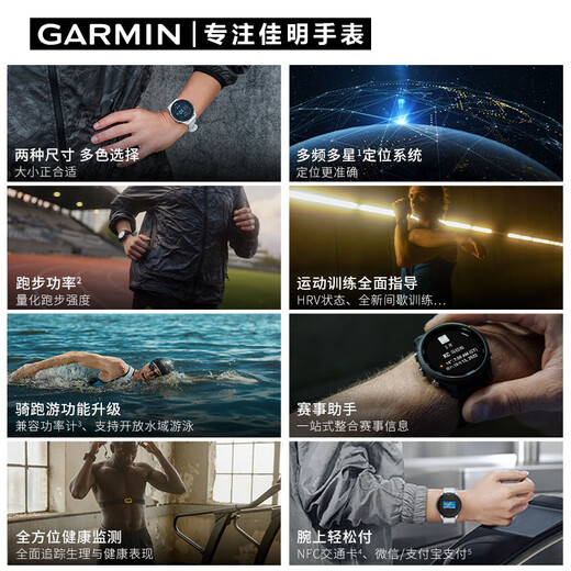 GARMIN Forerunner255 outdoor sports watch GPS running and cycling marathon heart rate and blood oxygen FR255 sports version mysterious gray.