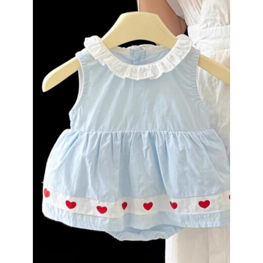 迪士尼（Disney）婴儿衣服夏季甜美包屁裙女宝宝可爱夏装洋气公主连衣裙超萌背心裙 6623*蓝哈衣 80