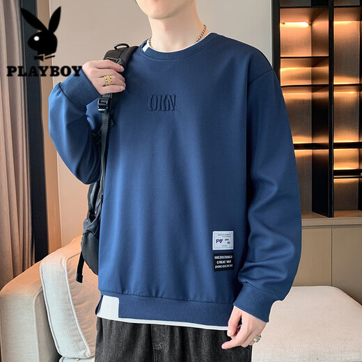 
Playboy (PLAYBOY) Men's Sweatshirt 2025 Spring and Autumn New Men's Sweatshirt Casual and Versatile Young Handsome Long Sleeve T-shirt Round Neck Cover DW728G2 Gray XL Recommended 125-140Jin [Jin equals 0.5 kg]
