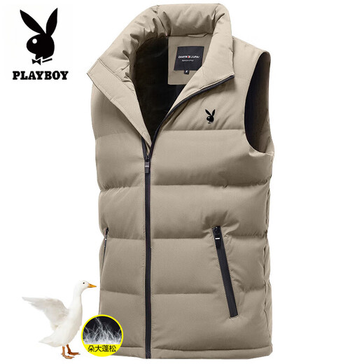 Playboy Stand Collar Down Vest Men's Winter New Youth Warm Vest Waistcoat Loose Vest Jacket 9998 Black L Recommended to wear 110-120 Jin Jin equals 0.5 kg