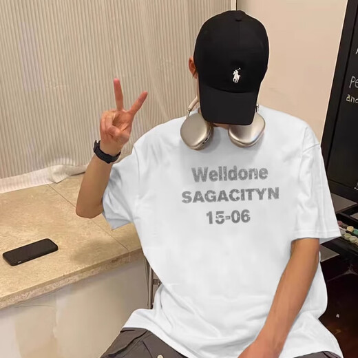 FR.YH.ZHWE11DONE RULE美式小众重磅宽松男女情侣短袖T恤男生夏季 WE11做旧字母1506短袖 黑色 S