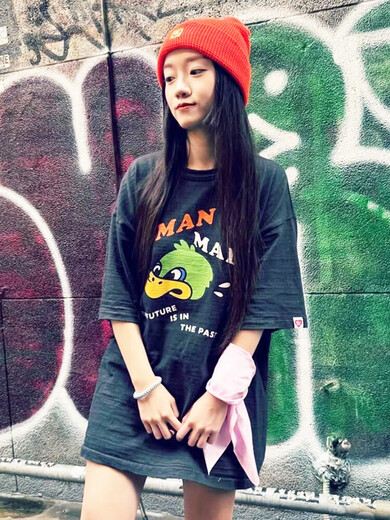 American Trendy Brand Human Makon Year Year Limited kurzärmelige Männer Paar Sommer Cartoon Tier T-Shirt Frauen Top 3879 Black S