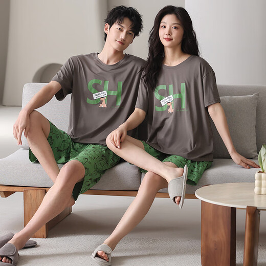 Modales Paar Pyjamas für Frauen im Sommer Dünner kurzärmeliger Anzug 2025 Neue Herren-Pyjamas für Baumwollhaus-Kleidungsanzug im Freien 6630 m Frauen