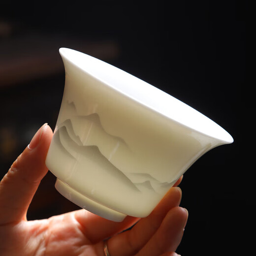 New mutton fat jade tea set set ink white porcelain gift teapot teacup home light luxury tea drinking ink tea bowl 10 heads with tea tray travel pack