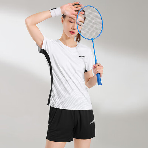 Camel (CAMEL) badminton uniform for women's sun protection quick-drying sports two-piece set Y1S1TLF653A5 white/black L