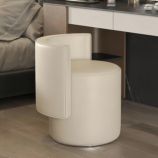 Tizian Hauptschlafzimmer Make-up-Stuhl für Mädchen Schlafzimmer Leichte luxuriöse luxuriöse Make-up-Hocker Rotatierbarer Dressing Hocker Backhalde Schminktisch Stuhl [rotierender Stil] Off-weiße Ballettstuhl-Lederoberfläche
