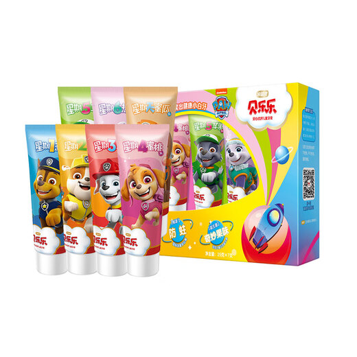 Cold Sour Lingbei Le Wangwang Team coloré de dentifrice pour enfants coloré Ensemble de soins anti-cast 25g * 7 Patches Total 175g