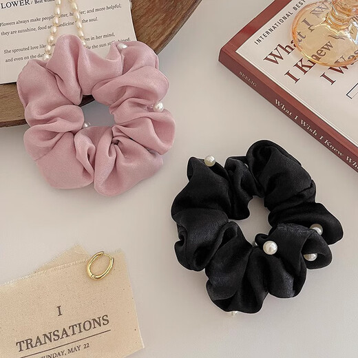 The Story of Danqin Rose Liu Yifei's same style pearl large intestine hair tie women's hair rope ball scalp tendon headband hair accessories Liu Yifei's same style nude pink hair tie