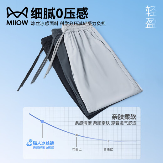 猫人休闲裤男士【冰氧吧5.0】青年夏季高端垂坠感阔腿长裤父亲节礼物