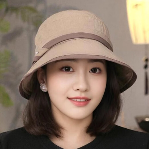 Woodpecker (TUCANO) light and quick-drying sun protection hat for women, spring and autumn 2025 new style fisherman hat, cool hat, face covering, travel sun hat, khaki, light and thin, comes with windproof rope, one size fits all (55-60cm)