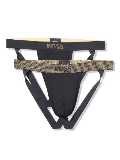 BOSS Men's Sexy Thongs 2-Pack Comfortable and Breathable Black Crow Medium