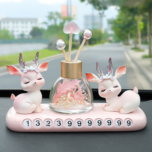 Chuangjingyixuan Aromatherapy High-end Sense of Peace Deer Car Ornaments Car Interior Supplies 2025 New Car Perfume Pack 2 Angel Girls + Rose Quartz Lucky Fruit + Parking Sign