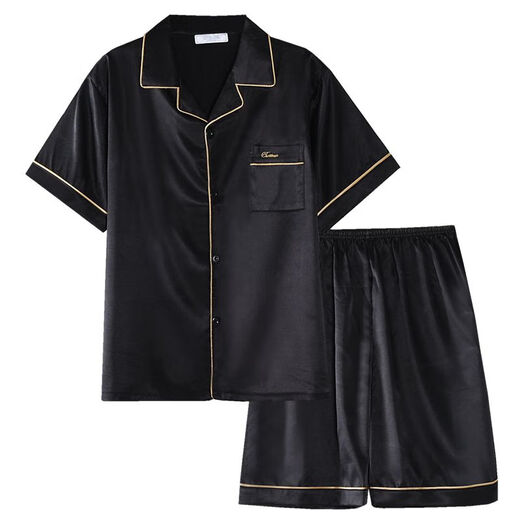 炙夏睡衣男夏季夏薄冰丝短袖青少年可外穿男士新家居服套装 12532【云朵棉绉布】 3XL (建议身高185左右，体重1