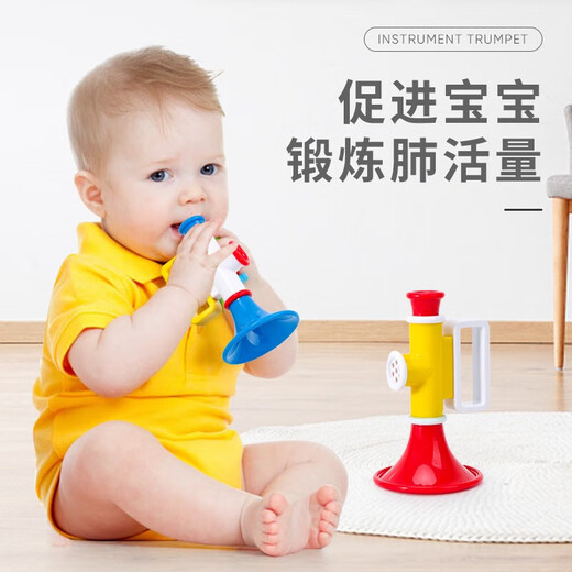 Kinder mit kleinem Trompetenspielzeug für Kinder können Lautsprecher für Mundmuskeltraining -Tools spielen, die Musikinstrumente 2 Flöten blasen. 1 kleine Trompete hat zufällige Farben