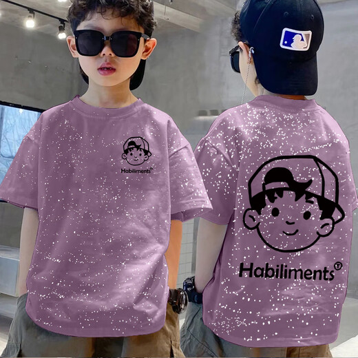 
Disney boys T-shirt 10-15 years old new 2025 summer new pure cotton T-shirt mid-large children's clothing top Korean version New 854 black double-sided printing-black-pure cotton 140 cm high quality