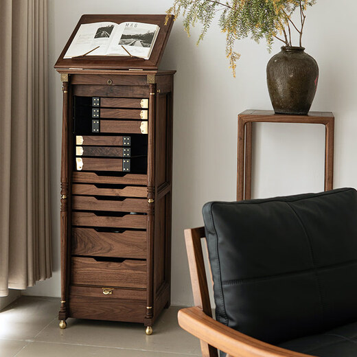 Bear House BEARSHOUSE Black Walnut Dental Cabinet 5o Adult Eastlake Dental Cabinet Tea Set Stationery Jewelry Storage Cabinet Storage Rack Dimensional Enlightenment (Ready Stock Quick Delivery)