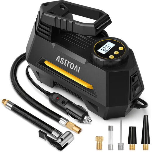 ASTROAI tire air pump inflator portable air compressor emergency suitable for car tires CZK-3631 Yellow large size