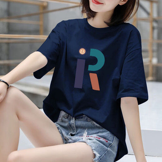 
With pure YISHION2025 new pure cotton short-sleeved T-shirt for women in summer loose and slim Korean-style printed bottoming half-sleeved top trendy 1050# purple [pure cotton] XL [recommended 135-155Jin [Jin equals 0.5 kg]]