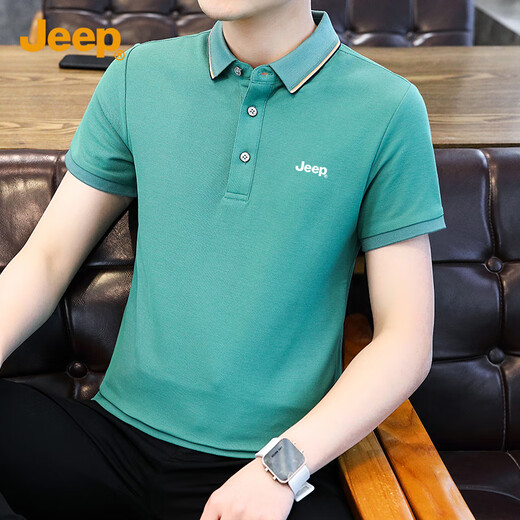 Jeep (JEEP) Polo Business Casual Shirt Men's Short Sleeve T-Shirt Summer Loose Clothes Men's Clothes 6636 White XL