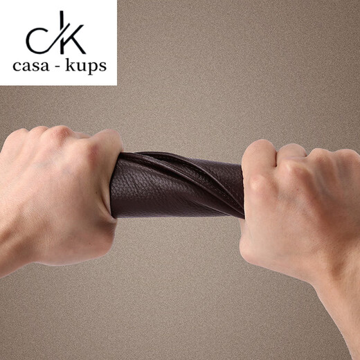 casa-kupsCK钱包男士长款真皮2025新款头层牛皮带拉链钱夹大容量皮夹卡包 黑色-加围厚款