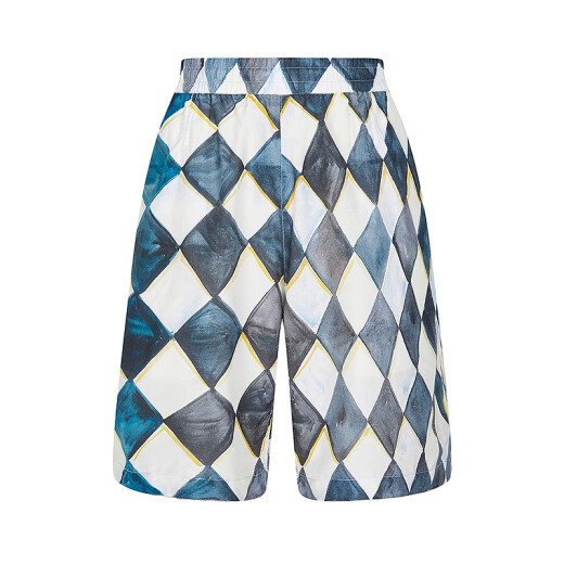 
Sketch men's clothing 2025 summer new product hand-painted diamond lattice pattern medium shorts loose straight pants fashionable 9P4E14110 482 blue and gray combination M