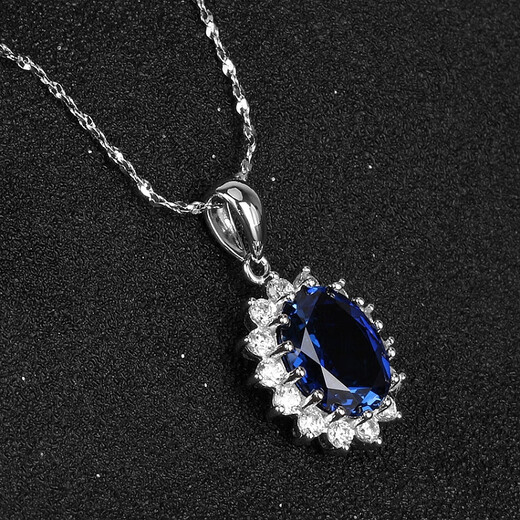 Guran Princess Diana sapphire women's pendant sterling silver platinum-plated colorful gemstone necklace tanzanite color gemstone egg-shaped necklace without chain