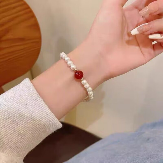 青黛爆款手链女ins设计2024百搭新款珍珠手串闺蜜情侣款手链 M1049【珍珠手链】红色