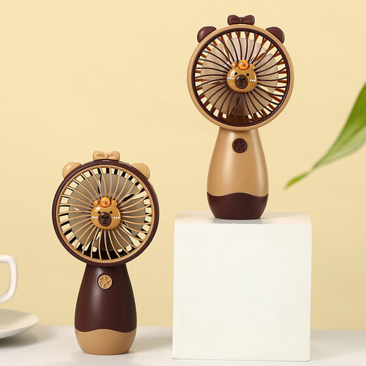 Six-legged ants creative cute cartoon handheld small fan USB charging large wind power mobile phone stand desktop children student fan HD6626-Dark brown factory/// Cross-border