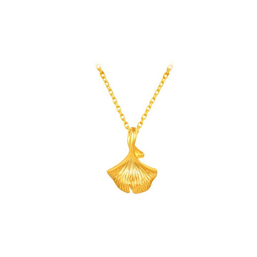 Taijufu Pure Gold 3D Hard Gold Pendant and Necklace 999 Pure Gold Jewelry Gold Gift for Girlfriend Gold Ginkgo Pendant Single Pendant
